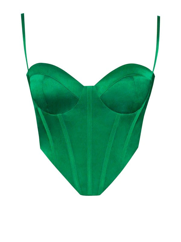 Remy Emerald Green Satin Corset Top