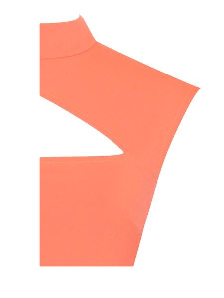 Abito Jolene Orange Asymmetric Neck Cutout Detail Stretch Crepe Dress