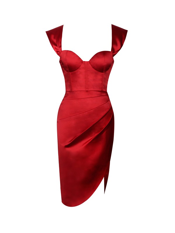 Hedy Red Satin Corset Dress