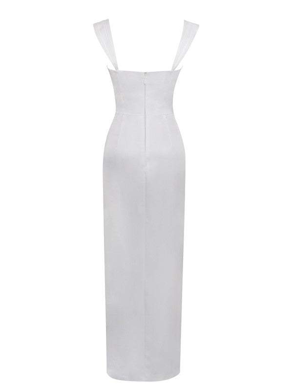 Freddie White Lace Satin Maxi Corset Dress