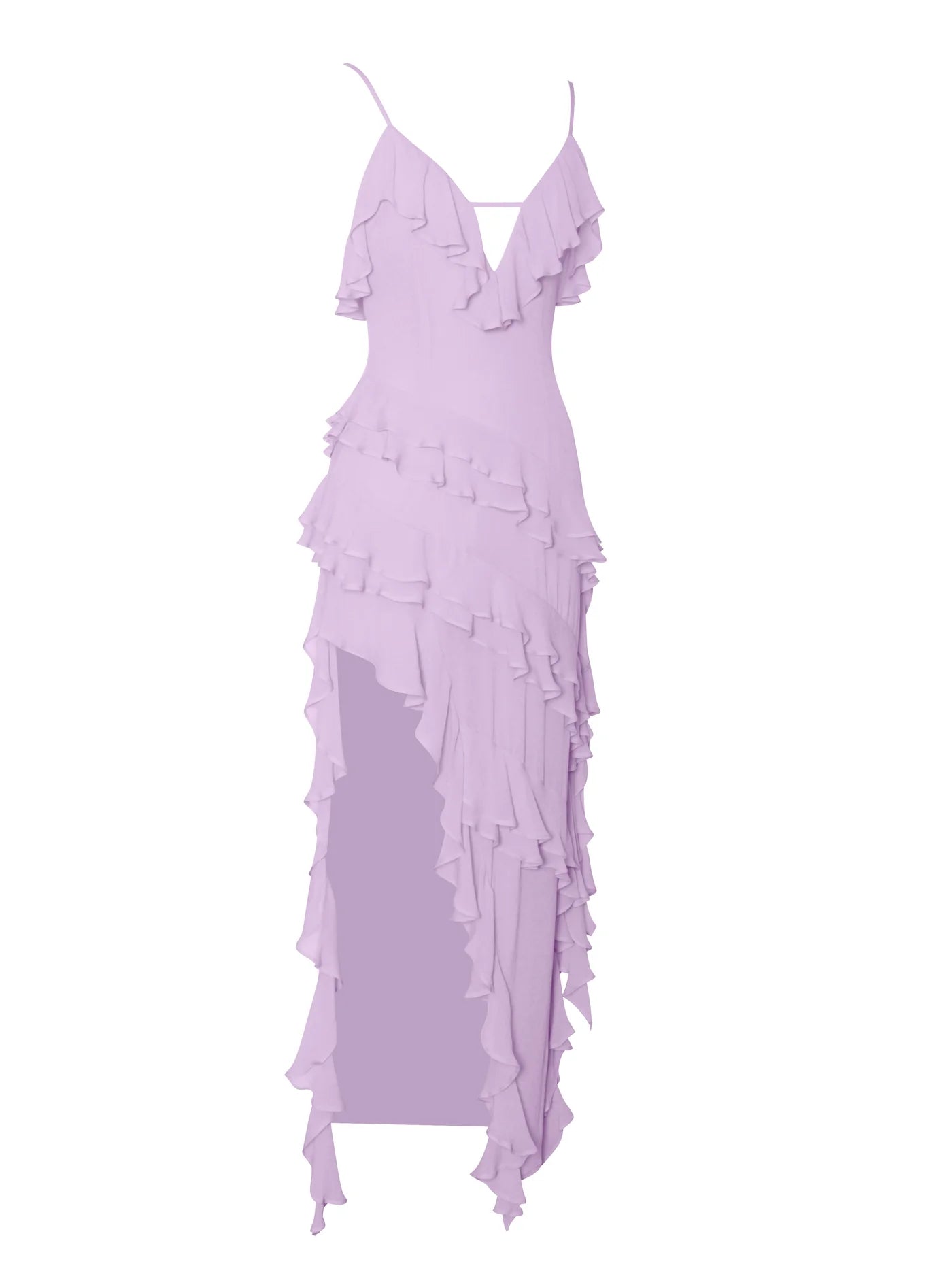 Theodora Lilac Rayon Ruffle Maxi Dress