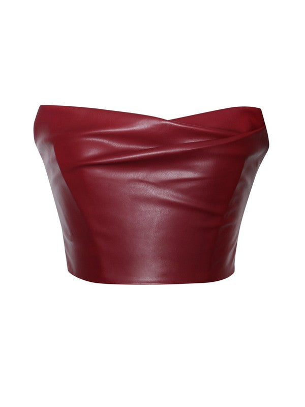 Anja Burgundy Vegan Leather Boned Corset Top (TOP ONLY)