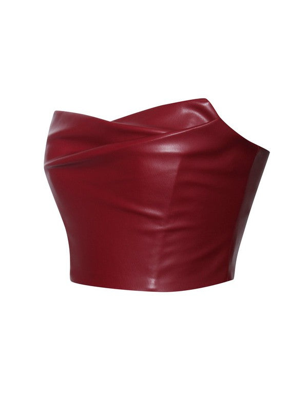 Anja Burgundy Vegan Leather Boned Corset Top (TOP ONLY)