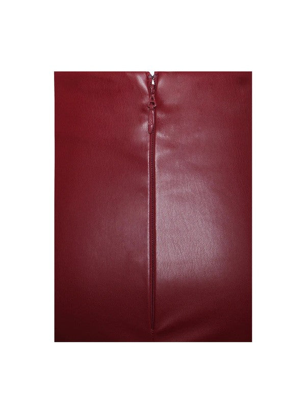 Bria Burgundy Vegan Leather Skirt (SKIRT ONLY)