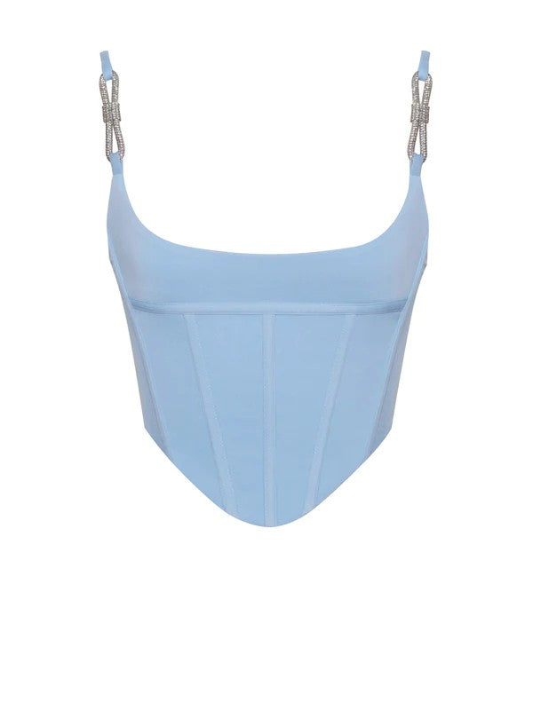 Tristyn Baby Blue Crystal Strap Corset Top (TOP ONLY)