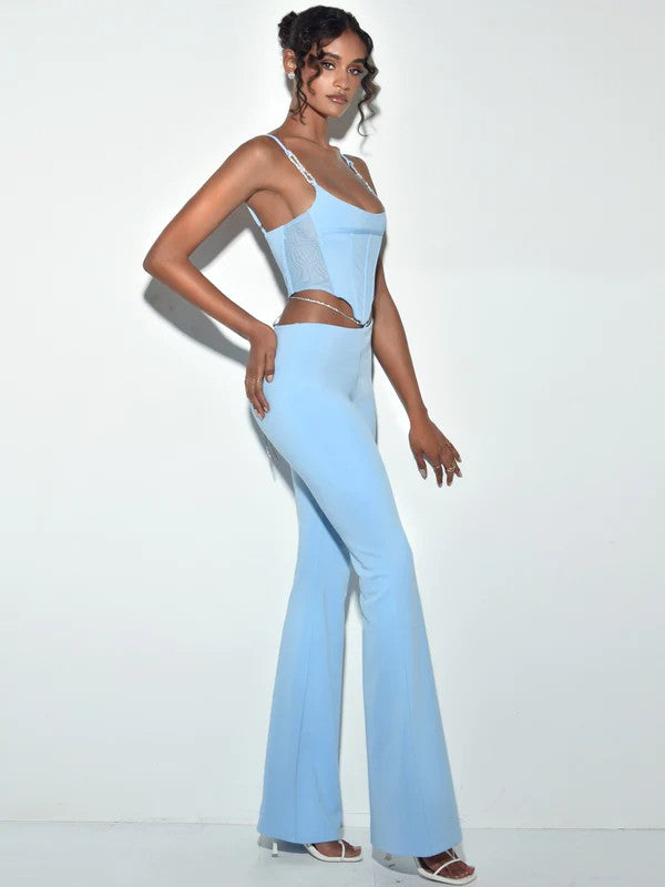 Tristyn Baby Blue Crystal Strap Corset Top (TOP ONLY)