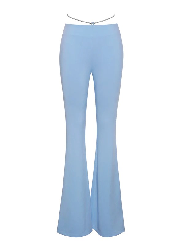 Tova Baby Blue Crystal Waist Strap Flare Pants (PANTS ONLY)