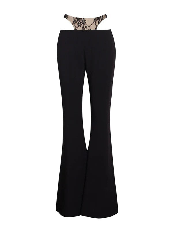 Gabrielle Black Lace Cutout Flare Pants (PANTS ONLY)