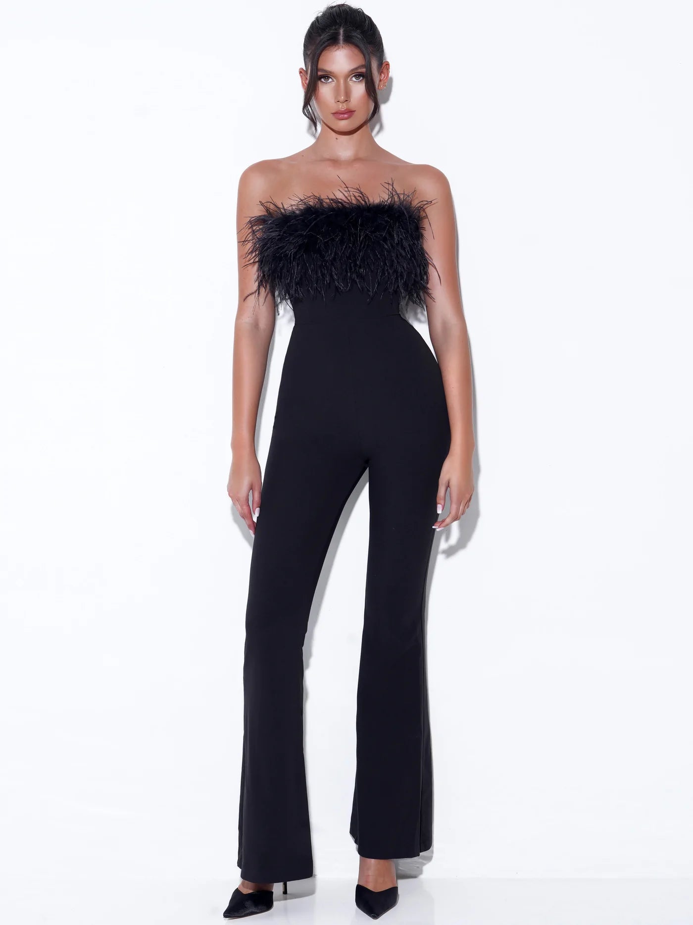 Kylan Black  Feather Jumpsuit