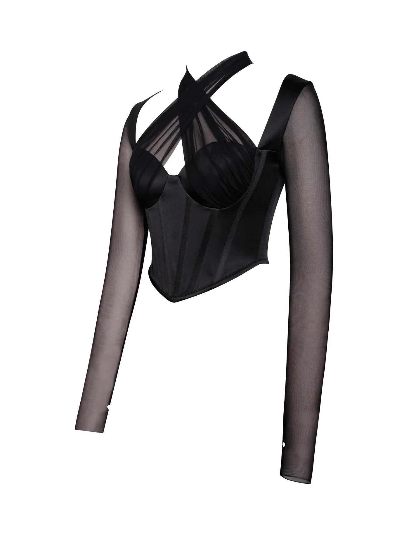 Nataly Black Mesh Satin Corset Top – WAMA>MODA